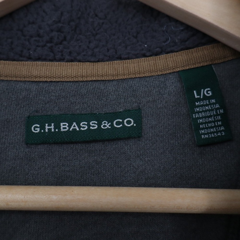 G.H. Bass & Co. Sweater Mens Large Blue Cotton Knitted Long Sleeve Mock Neck - Picture 3 of 7
